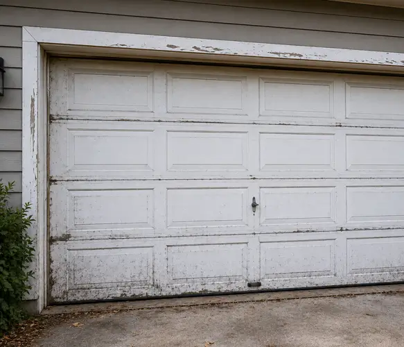 Garage door before repair